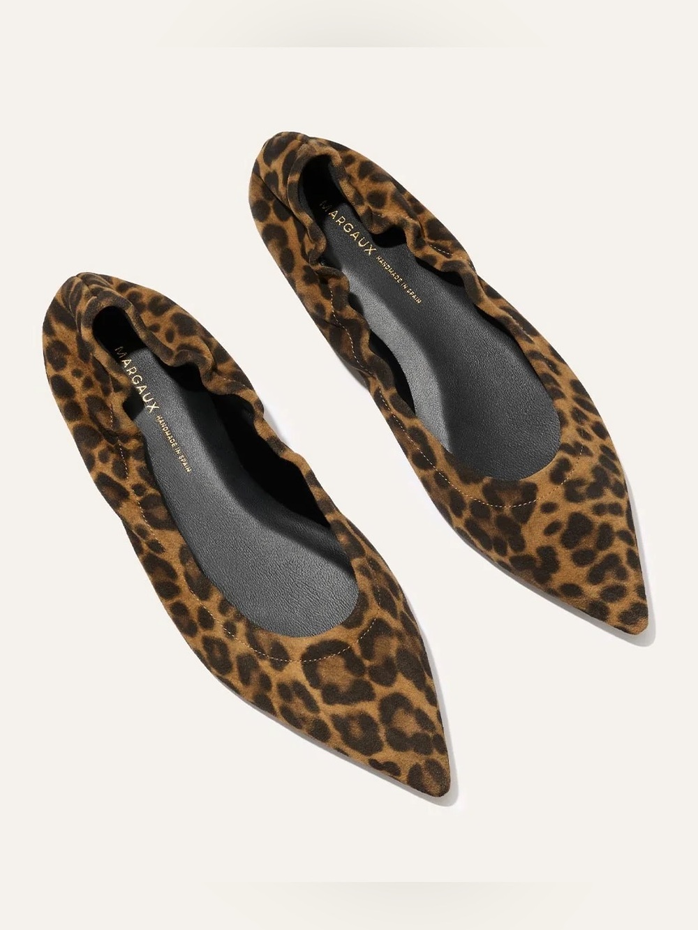 Margaux Roma Leopard-Print Pointed Ballet Flat - Brown/Black. Size 37